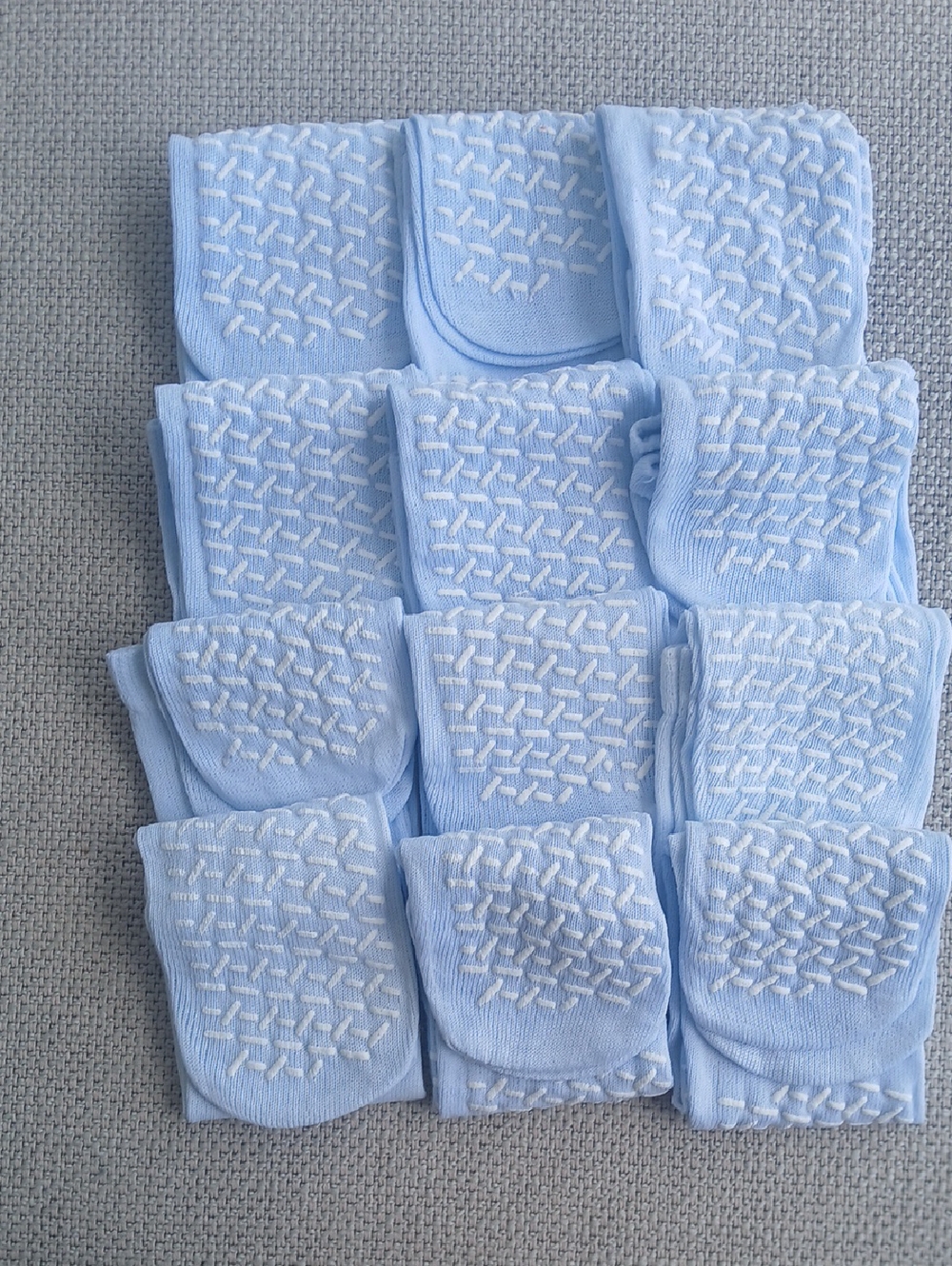 12 Pair Non-Slip Socks - Light Blue